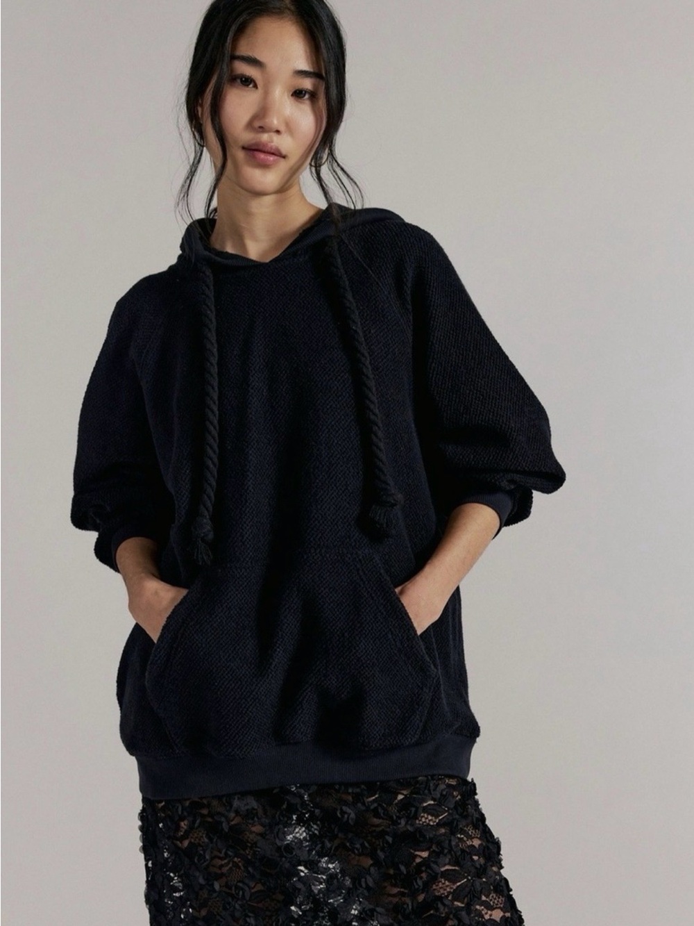 Free People Looped In Hoodie~ Black